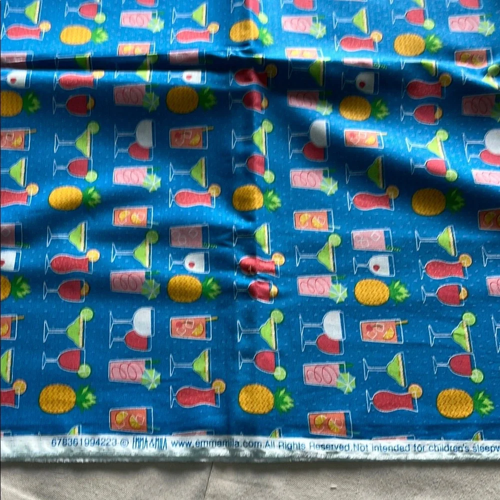 Tropical Cocktail Print Cotton Fabric 2 yards